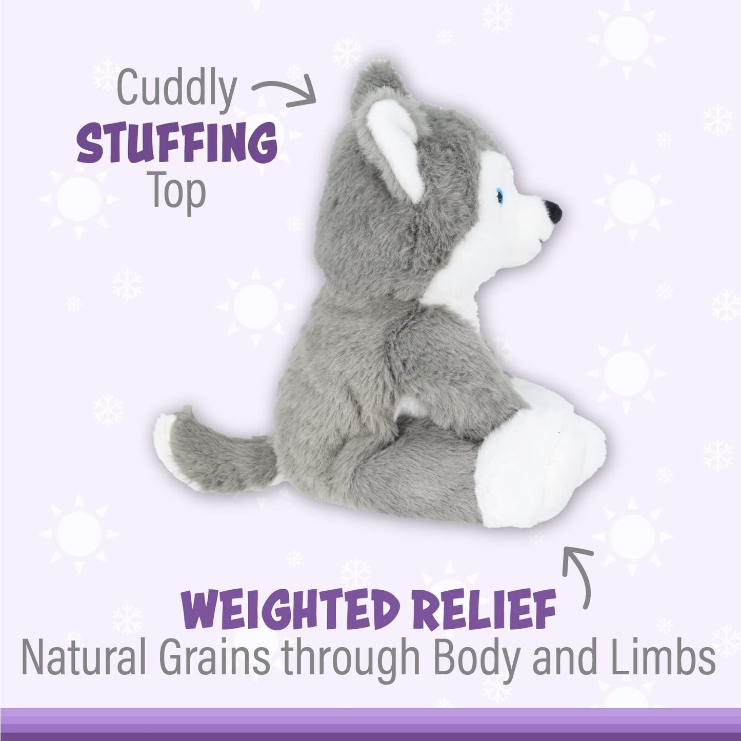 Warm Pals - Hayes Husky - 1.5Lbs - Cozy Microwavable Lavender Scented Plush Toys - Heated Stuffed Animal - Heatable Coolable Bedtime Comfort Plushie