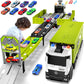 Diuerma Carrier Truck Race Track Playset for Boys, Foldable 3 Layer, Includes 8 Cars, Green, Ages 3-6+