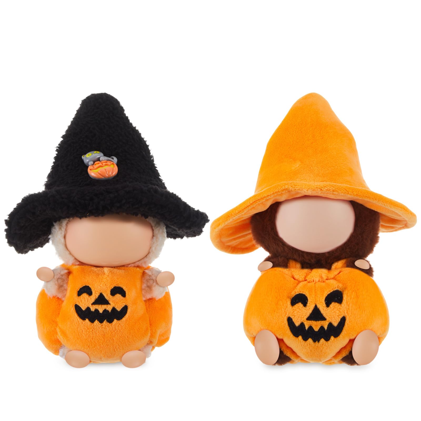 Simgoing 2 Set Clothes Outfits for 17cm Doll Cute Halloween Pumpkin Outfit and Witch Hat Doll Clothes Toys Dress Accessories for Collector Fans Display