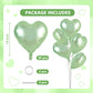 TONIFUL 30Pcs 18 Inch Olive Green Heart Balloons Sage Green Heart Shape Foil Mylar Balloons Decoration for Birthday Valentines