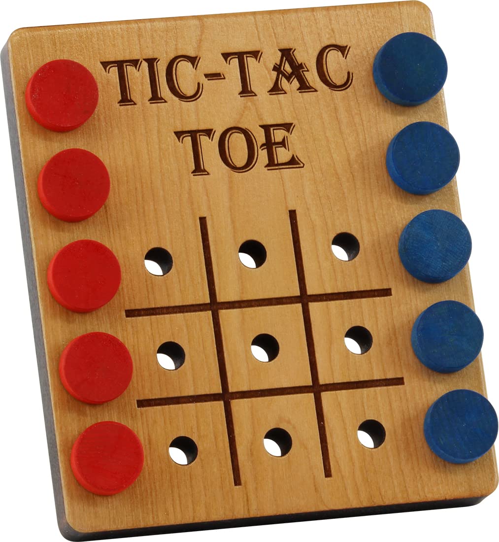 Deluxe Cherry Tic-Tac-Toe Game - Made In Usa