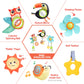 Koty Baby Stroller Arch Toy With Teether, Rattle, Crinkle Sound, Mirror & Music Box, Newborns Sensory Activity Carrier Take-Along Toy, Adjustable For Bouncers, Car Seat & Pram 0M+(Toucan)