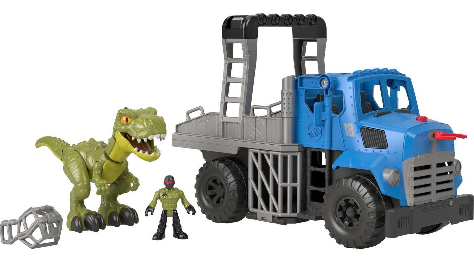 Fisher-Price Imaginext Jurassic World Dominion Toy, Break Out Dino Hauler Vehicle & T. rex Dinosaur for Preschool Kids Ages 3+ Y