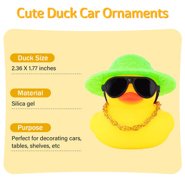 Wonuu Rubber Duck Car Ornaments - Duck Car Dashboard Decorations With Soccer Court Hat Necklace And Sunglasses