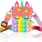 Gifts For Kids Rainbow Unicorn Purse Bag For Girls And Women, Fashion Pop Purse Push Bubbles Fidget Toy, Wallet Ladies Bag Silic