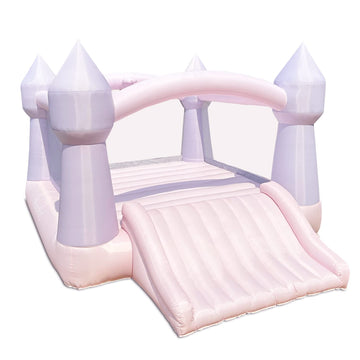 Bounceland Party Castle Daydreamer Cotton Candy Bounce House, 16.4 Ft L X 13.1 Ft W X 9.3 Ft H, Basketball Hoop, Ul Blower Included, Trendy Pastel Color, Fun Slide & Bounce Area, Castle Theme For Kids