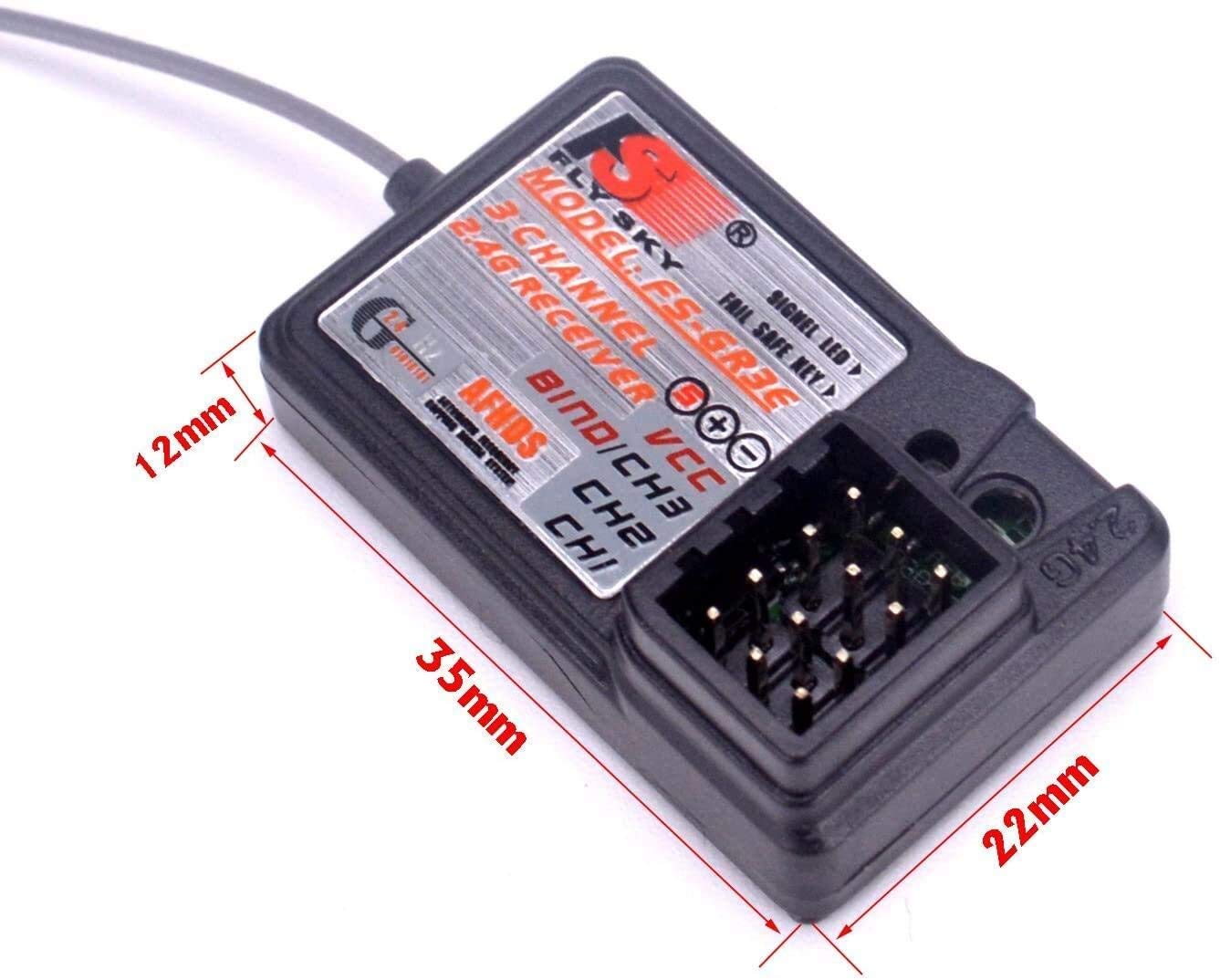 Globact Flysky Fs-Gr3E Afhds Long Range 2.4G 3Ch Receiver For Fs-Gt2 Fs-Gt2B Fs-Gt3B Fs-Gt3C Fz-It4S Rc Car Boat (2 Pcs)