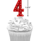 Papyrus Birthday Candle Number 4, Red Polka Dots, 1 Count, Wax