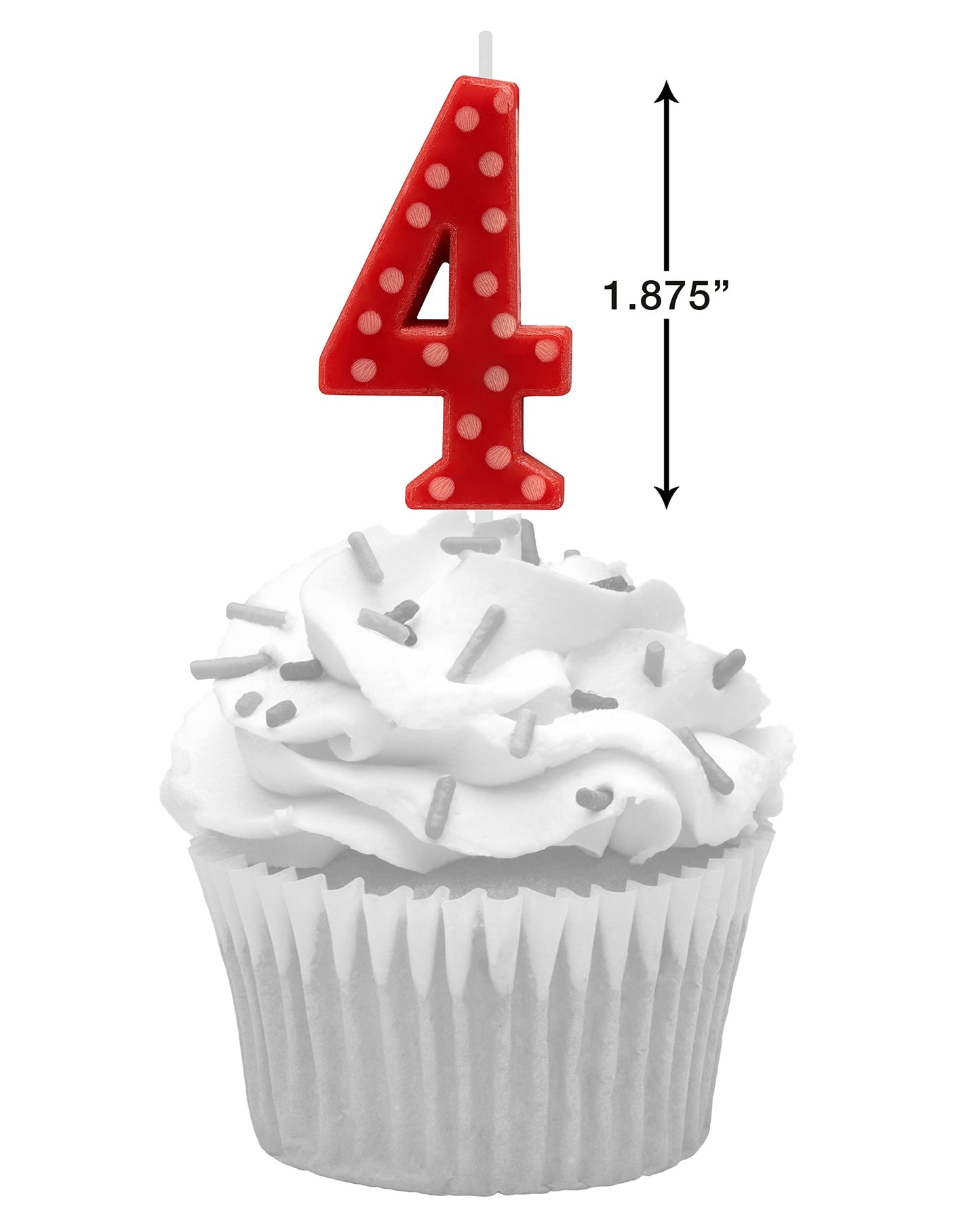 Papyrus Birthday Candle Number 4, Red Polka Dots, 1 Count, Wax