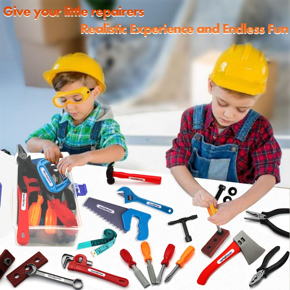 KEJIH 21 Pieces Kids Toy Tool Set and Power Play Tools, Construction Toys Working Tools Educational Pretend Role Play Set with a