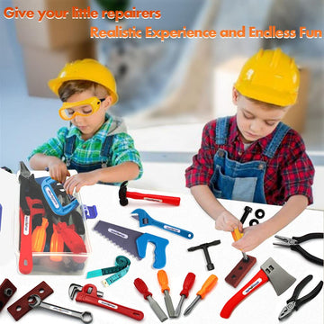 KEJIH 21 Pieces Kids Toy Tool Set and Power Play Tools, Construction Toys Working Tools Educational Pretend Role Play Set with a