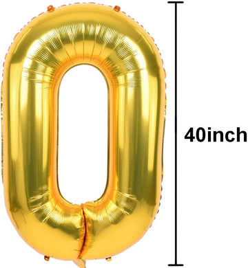 Toniful 40 Inch Gold Large Numbers Balloons0-9,Number 3 Digital Helium Balloons,Foil Mylar Big Number Balloons For Birthday Part