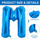 Toniful 40 Inch Large Blue Letter Mballoons Giant Alphabet Letter Balloons,Foil Mylar Big Balloons For Birthday Party Anniversar