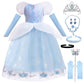 Itvti Cinderella Dress For Girls Kids Blue Princess Costume Halloween Carnival Fancy Dress Up For Cosplay, 2-3 Years(Tag 100)