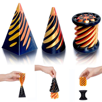 Impossible Cone (3PCS)  3D Printed Spiral Cone Fidget Toy  Impossible Pyramid Passthrough Sculpture  Mini Stress Relief Desktop Decorations Toy for Kids mature-themed Gift (Laser Gold)