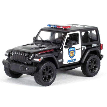 KiNSMART 5'' Die-cast: 2018 Jeep Wrangler Rubicon Police Edition (Black/White)