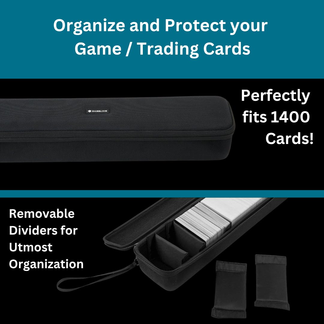 Hard Storage Case for 1400 Cards - Interior Size: 17.5 x 2.5 x 3.5 - Includes 5 Dividers - Zippered Hard Shell Case - Sports Cards  Card Game - Trading  Playing Cards - For Cards Against Humanity