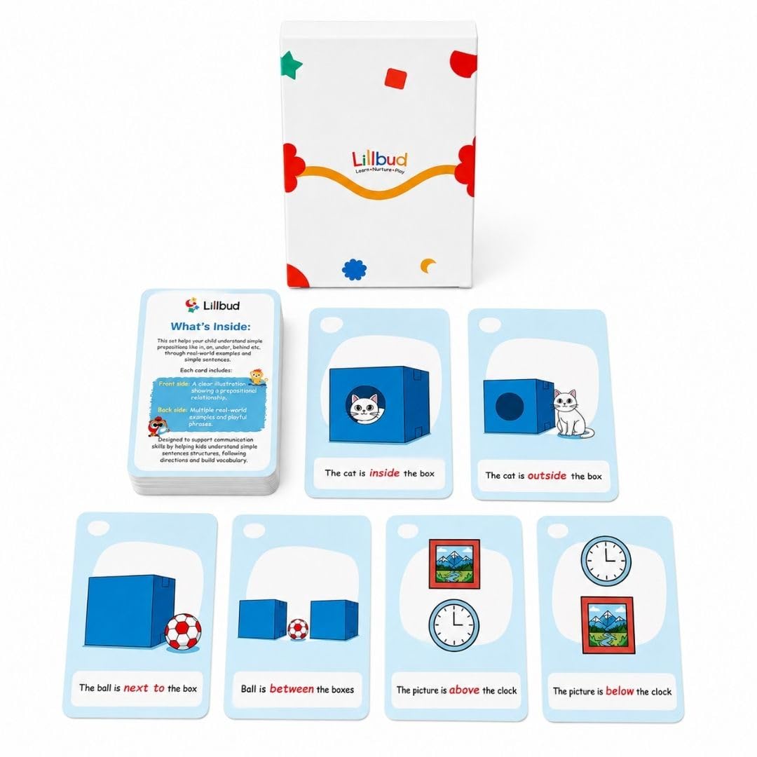 Lillbud Prepositions Flash Cards For Toddlers | Educational Learning Cards | 15 Illustrated Cards, Spatial Awareness & Language