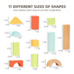 Oook 100Pcs Building Blocks For Toddlers 1-3, Wooden Blocks For Kids With Storage Bucket And Shape Sorter Lid, Montessori Toys F