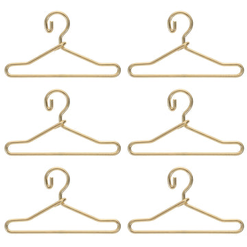 50Pcs Mini Clothes Hangers Metal Doll Clothes Dress Outfit Holders Wire Rack Stand For Miniature Dollhouse Gown Closets Toys Bedroom Accessories Golden 40Mm