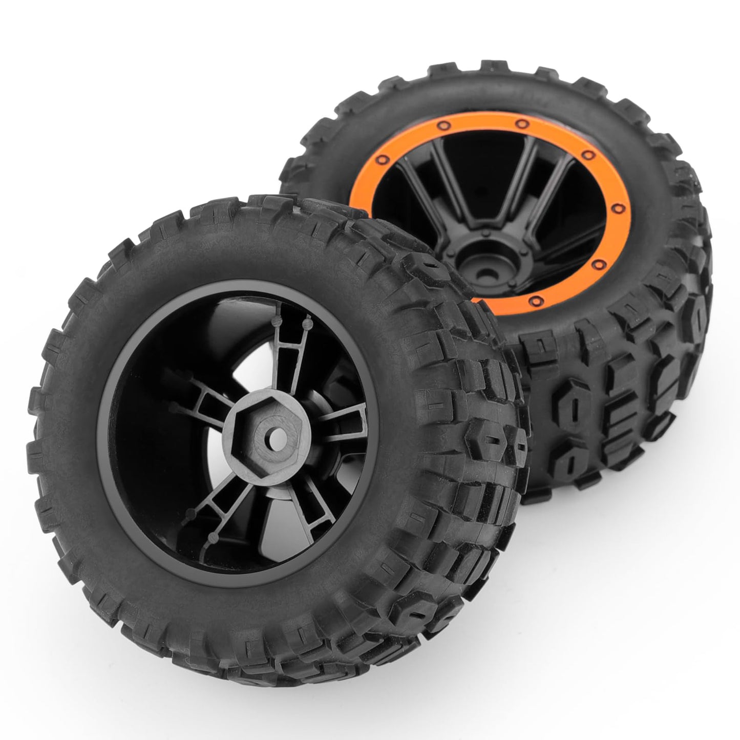 Haiboxing Rc Car Spare Parts Tires,1/16 Remote Control Trucks Replacement Wheels Complete(Front/Rear),High Grip Knobby Tread Tir