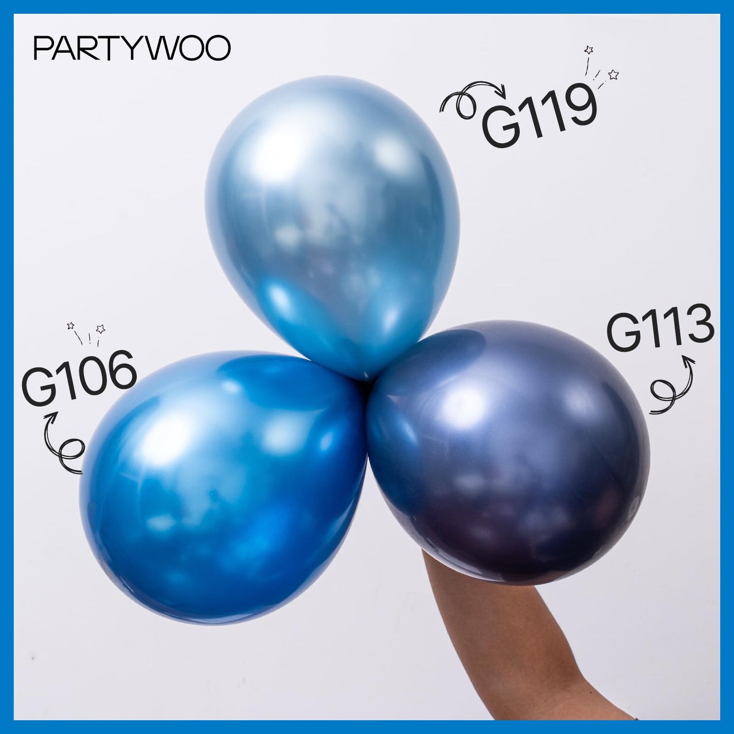 Partywoo Metallic Blue Balloons, 50 Pcs 12 Inch Blue Metallic Balloons, Metallic Balloons For Balloon Garland Or Balloon Arch As Party Decorations, Birthday Decorations, Wedding Decorations, Blue-G106