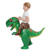 Comin Inflatable Ride-On Dinosaur Costume For Kids T-Rex Blow Up Green Dino Costume Funny Halloween Party Dresses 55''