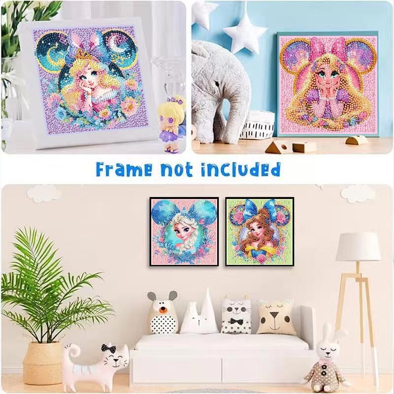 nekpiahu Diamond Art Painting Kits for Kids, 6 Pack Cartoon Gem Crafts, 6x6 inches, Suitable for Ages 4-12, Color Variants JXDXZ09-JX
