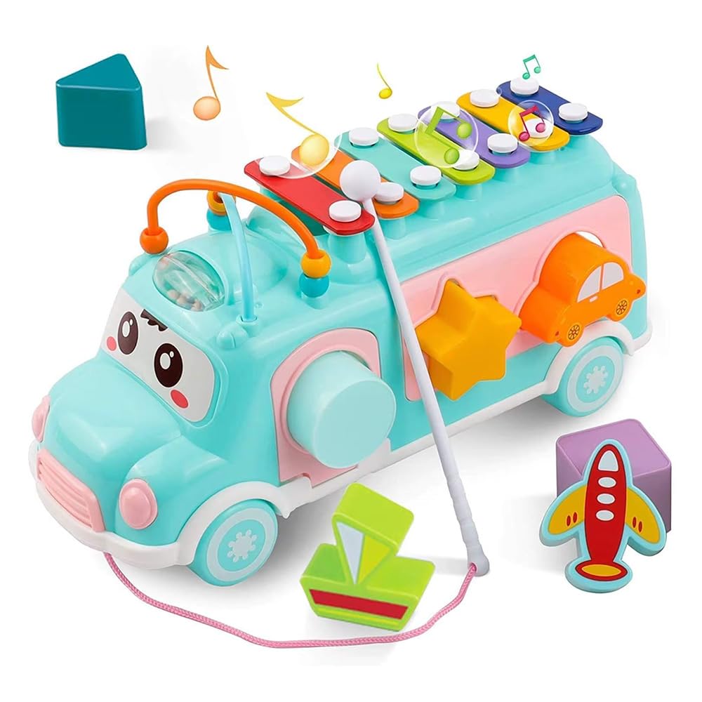 Staranddaisy Activity Musical Bus School Bus Xylophone Toy For Toddlers, Infant School Bus Toy For Kids , Baby Musical Bus Toys 