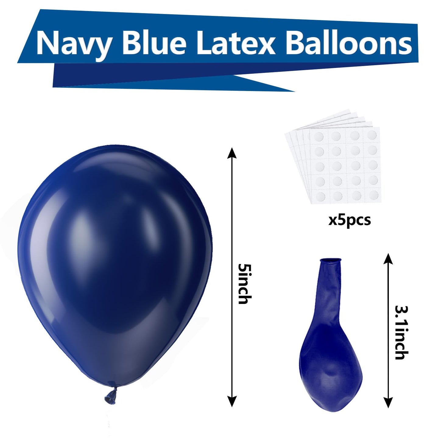 Bezente Navy Blue Latex Party Balloons - 150 Pack 5 Inch Matte Small Dark Blue Helium Balloons For Birthday Baby Shower Graduati