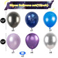 Outer Space Balloons, 12 Inches Galaxy Blue Purple Balloons With Metallic Black Silver Balloons, Outer Space Party Decorations F