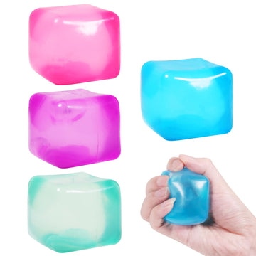 4Pack Stress Cube Squishy Stress Balls For Adults Kids Sensory Fidget Toy For Your Best Mellow And Chill -Ice Cubes-Square Shape