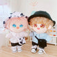 Niannyyhouse Cow Clothes Suit 20Cm(7.8In) Plush Doll Clothes Fisherman'S Hat Denim Shorts White Shirt Doll Dressup(White)