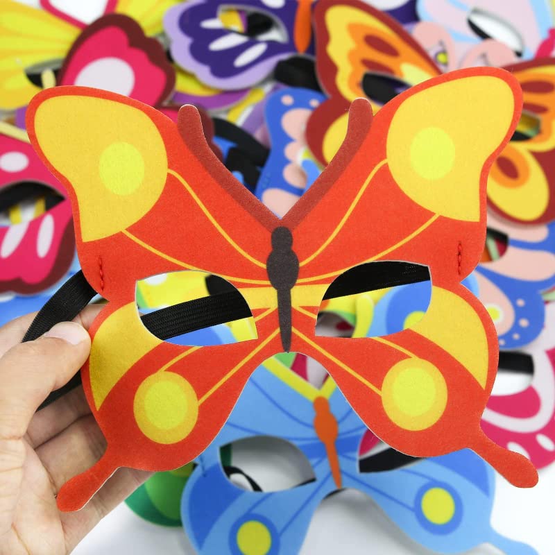 Tokcousun 16pcs Felt Masks for Theme Cosplay Party, Decorate Birthday, Masquerade Mask for Dress Up Supplies (Butterfly)