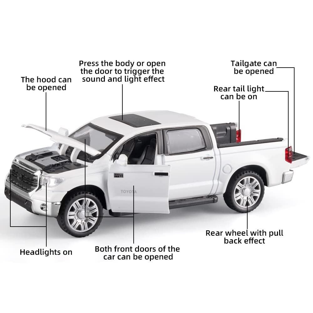 OANMYJJO Toy Pickup Trucks for Boys 1/32 Tundra Diecast Cars Model