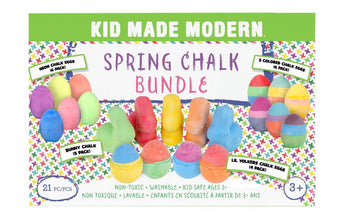 Kid Made Modern Ultimate Sidewalk Spring Chalk Bundle - 6 Neon, 6 Colored, 4 Lil Yolkers Eggs & 5 Bunny Chalks - Dustless, Washa