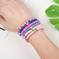 Cooluckday Heishi Surfer Bracelets For Women Boho Beaded Bracelet Friendship Polymer Clay Rainbow Bracelet Stack Vinyl Disc Stac