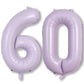Dusty Purple 60Th Birthday Balloons For Women, 40 Inch Light Purple Foil 60 Number Balloons Self Inflating, Pastel Lilac Birthda