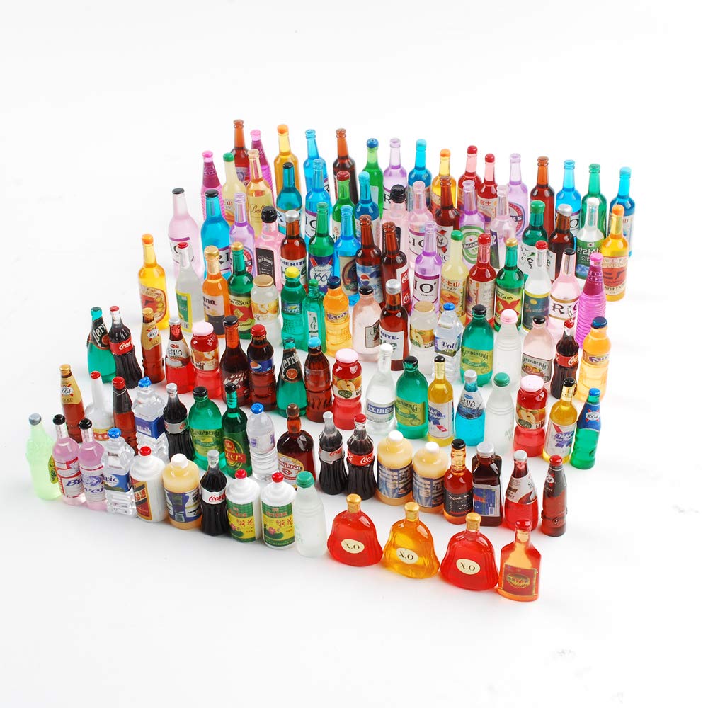 Nwfashion 120Pcs Miniature Decor Drink Bottle Dessert Pastry Food Cake Topper Dollhouse Decoration (Drink)