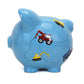 Child To Cherish Ceramic Piggy Bank For Boys, Construction Trucks, Blue