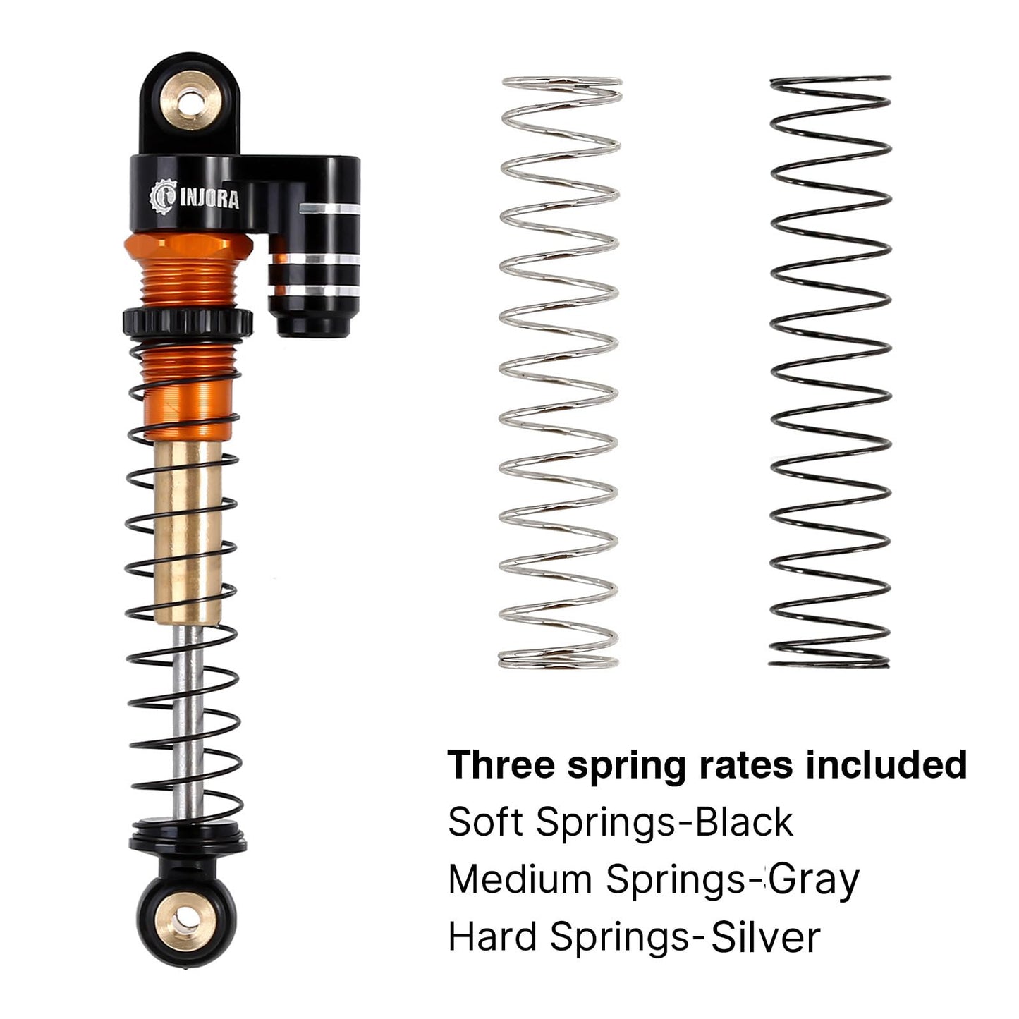 INJORA 43mm Aluminum Threaded Double Barrel Shocks Dampers for Axial SCX24(Gold)