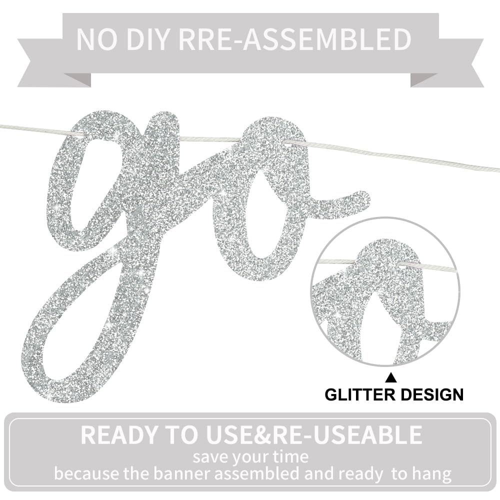 Beishida Silver Go Shawty It'S Your Birthday Banner - No Diy - Hip Hop Theme Glitter Happy Birthday Banner - Pre-Strung - Silver