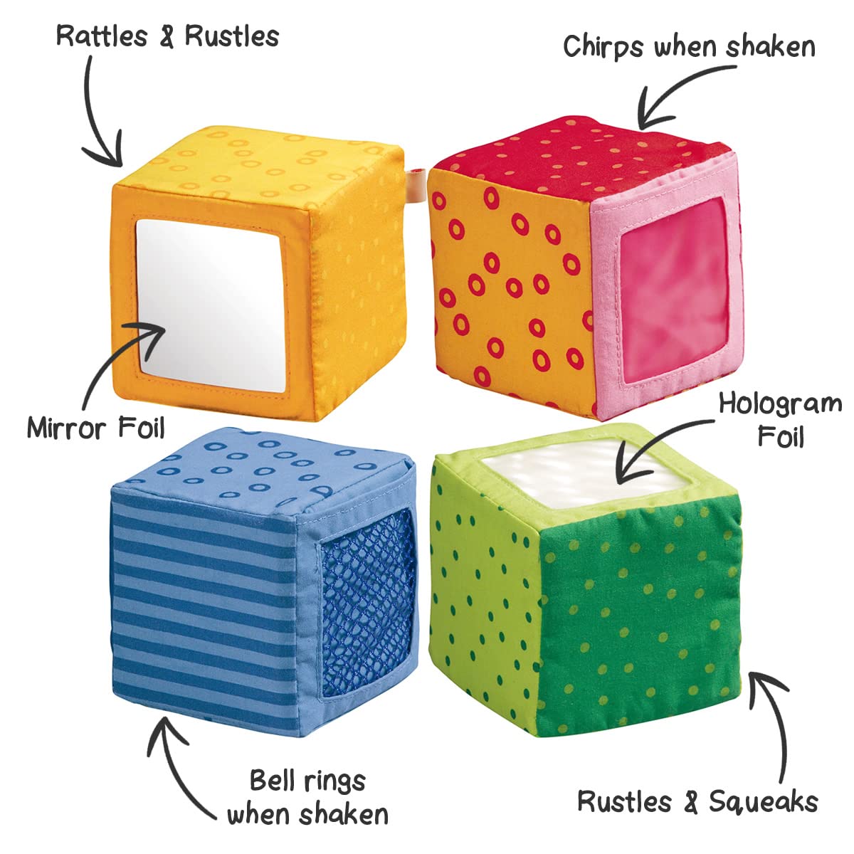 Haba Happy Quartett - 4 Soft Blocks Each With A Unique Sound And Texture For Ages 6 Months And Up