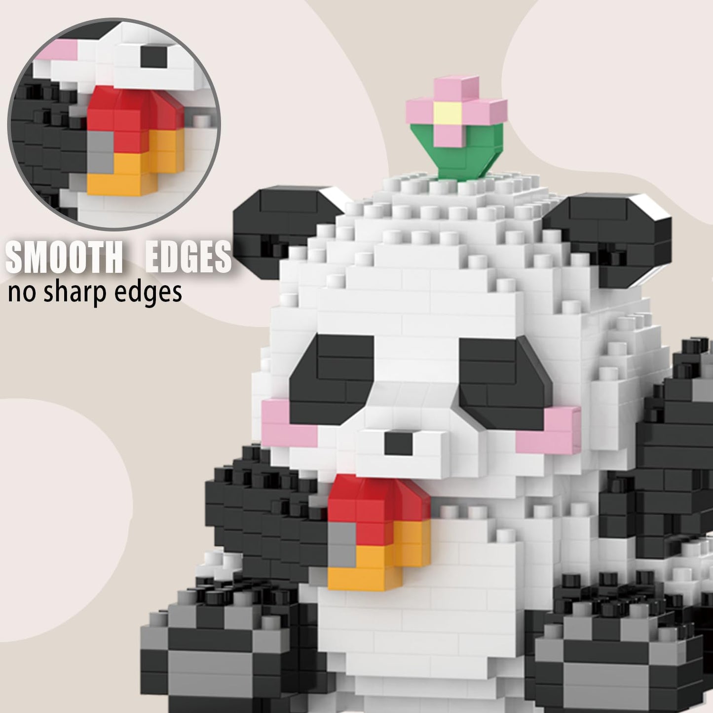 Mjddja Mini Building Blocks- Waving Panda, Party Favors- Micro Blocks Panda Toy For Kids 6 7 8 9 10+, Mini Blocks Building Sets