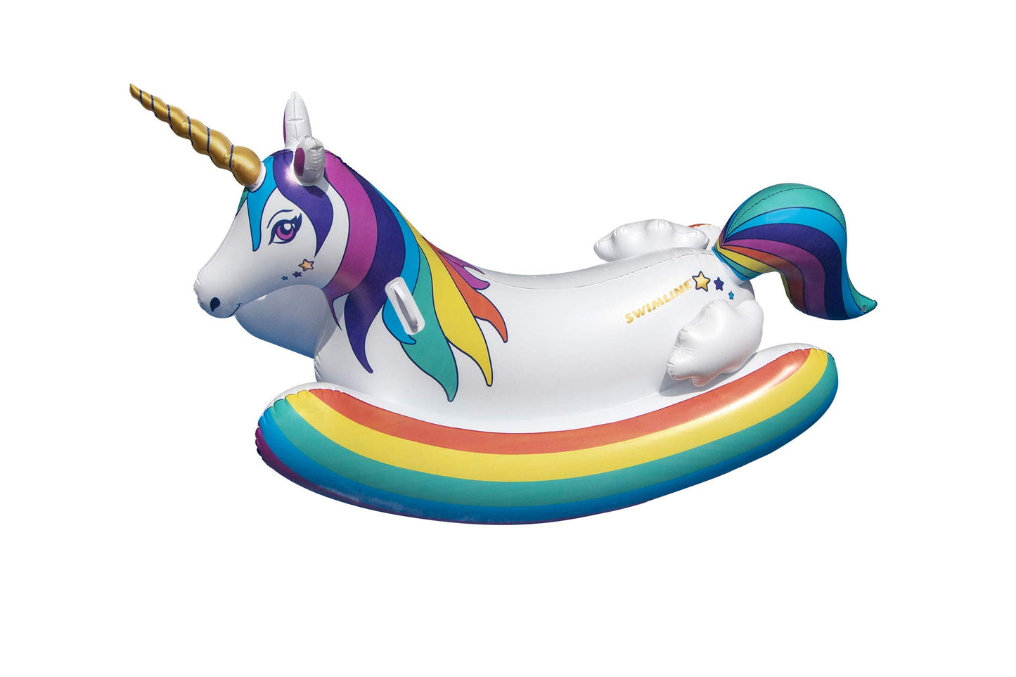Swimline Rainbow Unicorn Rocking Pool Float Toy - Heavy Duty PVC, 36"W x 48"H, Easy Grab Handles, for Kids & Adults