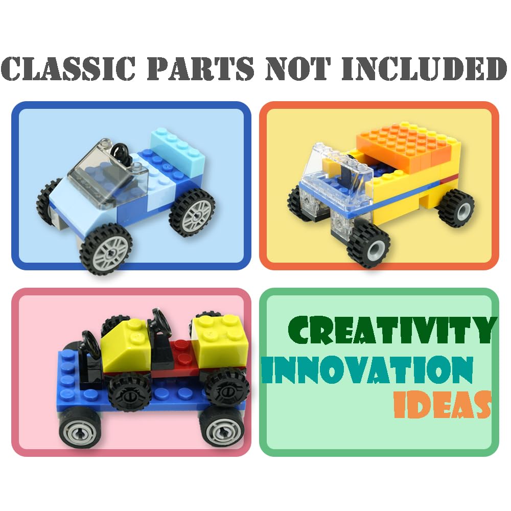 122Pcs Wheels And Axles Set, Car Parts Chassis Pieces Tires Building Blocks, Compatible With Classic Bricks Toys