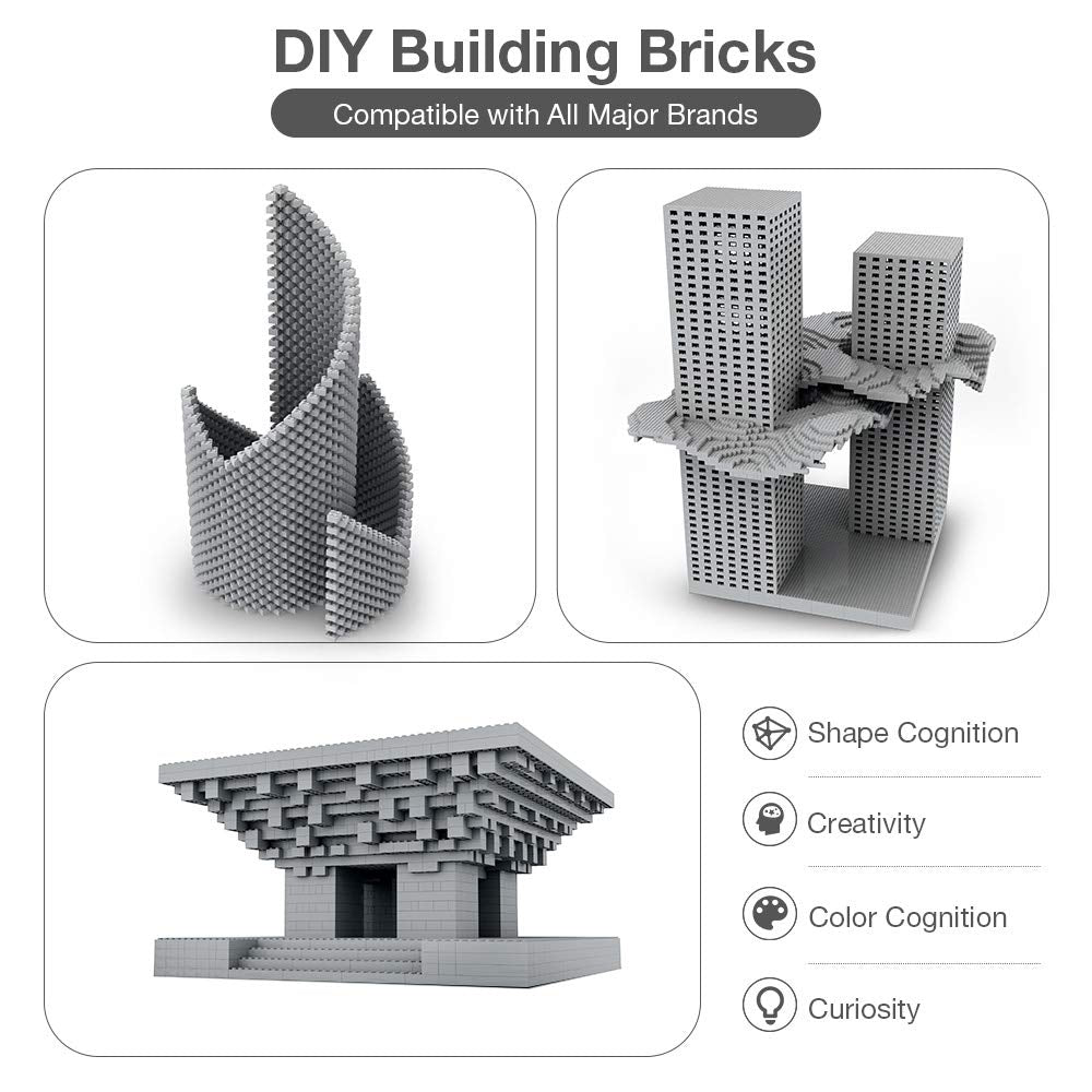 Lekebaby Building Bricks 1500 Pcs Basic Building Blocks, Compatible With All Major Brands (Gray)