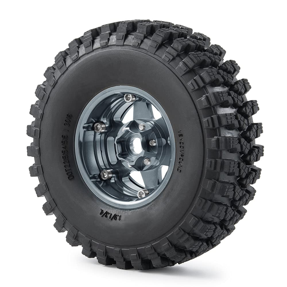 4PCS Aluminum Alloy 1.9'' Beadlock Wheel Rims& Rubber Tires for RC Wraith TRX-4 Axial SCX10 90046 90048 Redcat D90 CC01 axial rr