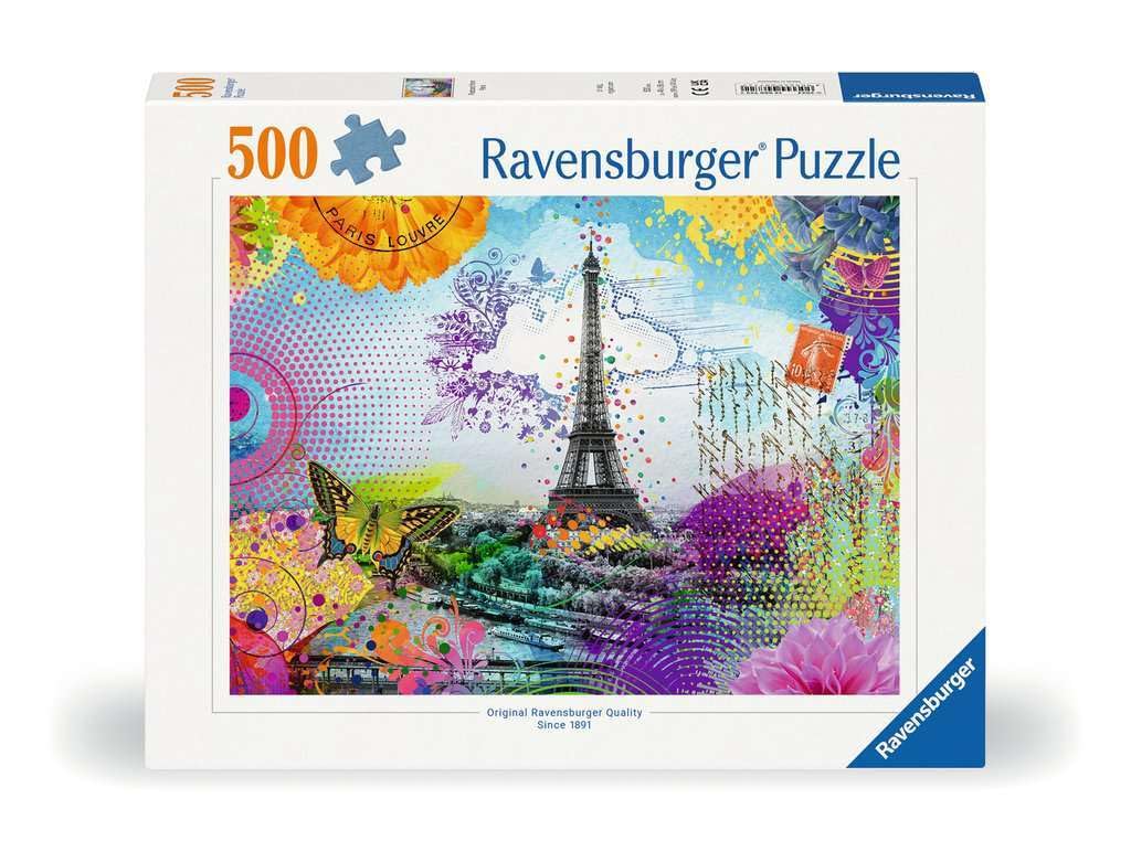 Ravensburger 500-Piece Puzzle - Postkarte aus Paris, Yellow, 49.30 cm x 36.20 cm, Cardboard, Model 12000772 for Adults 12+