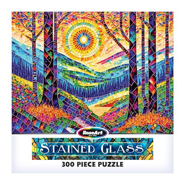 RoseArt 300 Piece Stained Glass Jigsaw Puzzle - The Sun Shines on Dreamland - Multi Color - Cardboard - Model 1209ZZA